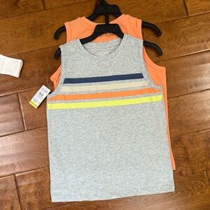 NWT Size 7 365Kids Sleeveless cowboy and gray Striped Tank Top Set